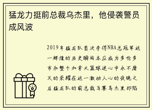 猛龙力挺前总裁乌杰里，他侵袭警员成风波